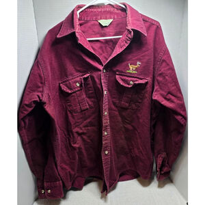 Men's Cloudcover Maroon Casual Button Down Shirt with Deer Embroidery L